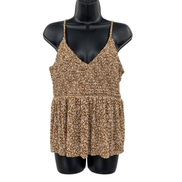 Old Navy Boho Smocked Babydoll Cami Top Women Size M Geometric Festival Resort - Picture 1 of 8